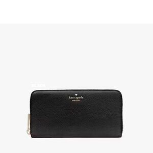 Kate Spade Lena Large Continental Wallet Black Pebble Leather NWT